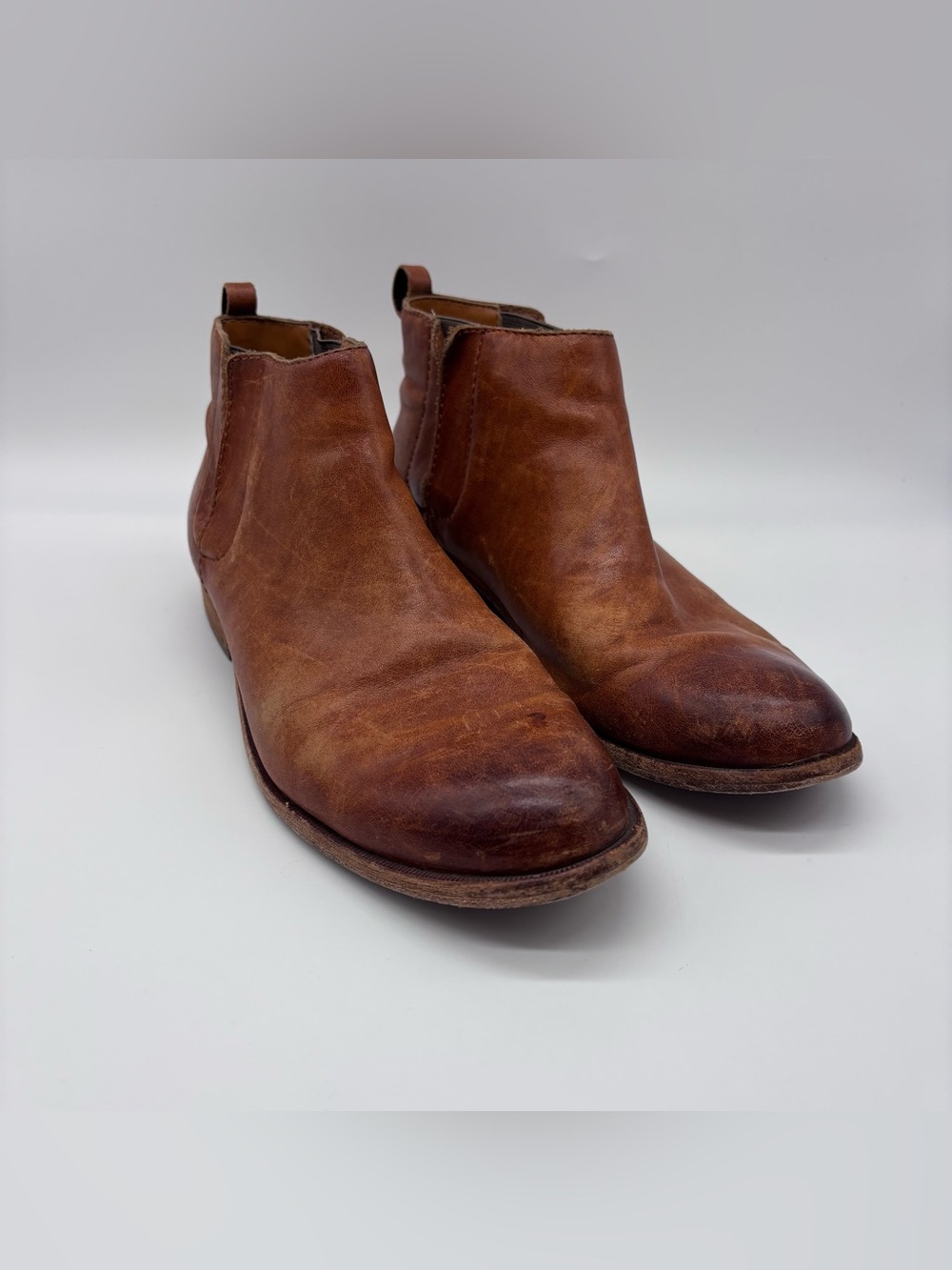Kork-Ease Velma Chelsea Ankle Boots - Distressed Cognac Brown Leather -9.5